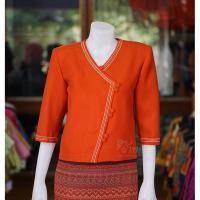 ราคา เสื้อผ้าฝ้ายสุโขทัย แต่งปักไหม สีส้มอิฐ (5600769075)