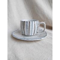 ราคา สินค้ามือสอง ชุดถ้วยกาแฟพร้อมจานรอง ลายทางสวยค่ะ (6453142339)