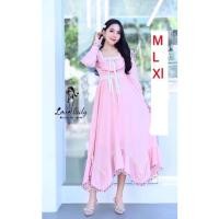 ราคา sael‼️ (xl) เดรสยาว เดรสยาวแขนยาว งานอลัง ผ้ามีน้ำหนักทิ้งตัวสวย ปักกุหลาบ งานป้าย love lady (15753171428)
