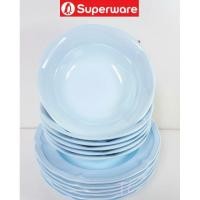ราคา ซุปเปอร์แวร์ จานลึก9+ชาม7.5"=12ชิ้น สีฟ้าคลาสสิค ซุปเปอร์แวร์เกรดA เมลามีน100% (1243576963)