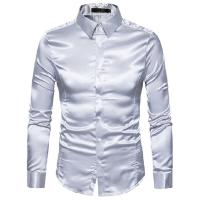 ราคา เสื้อเชิ้ตแขนยาว ผ้าไหมซาติน เข้ารูป สีทอง สําหรับผู้ชาย (14689732807)