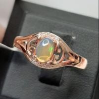 ราคา แหวน โอปอล Opal พลอยแท้ ล้อม CZ ตัวเรือนเงิน 925 ชุบพิงค์โกลด์ (3846968258)