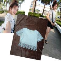 ราคา เสื้อลายลูกไม้ ลูกไม้สีขาว เอวลอย (4042699049)