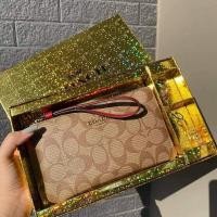 ราคา Coach C1748 Boxed Large Corner Zip Wristlet In Signature Canvas กระเป๋าคล้องมือ