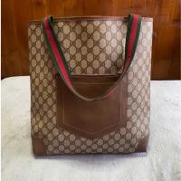 ราคา Vintage Gucci canvas front pocket tote bag กุชชี่ วินเทจ ของแท้ กระเป๋ามือสอง แบรนด์เนม (18573824810)