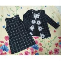 ราคา 3D MOF ชุดจับ Set2ชิ้น เซทเสื้อคลุมลายตารางติดดอก3D+มินิเดรสดำ งานป้ายทั้งตัวเดรสและเสื้อคลุม (7904453349)