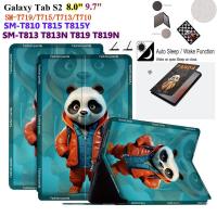 ราคา For Samsung Galaxy Tab S2 8.0" 9.7" SM-T710 T713 T715 T719 T719Y SM-T810 T815 T815Y T813 T813N T819 T819N Fashion Panda Case Sweat Proof Non-Slip Leather Stand Flip (22184007848)