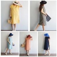 ราคา ชุดเดรสแฟชั่น”เนื้อผ้าลินิน ทรงแขนล้ (5105209803)