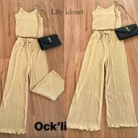 ราคา ชุดเซต2ชิ้น เสื้อสายเดี่ยว+กางเกงขายางเอวสม็อค งานอัดพลีท (1204106891)