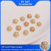 ราคา 10cps ทองแดง 14K ชุบทอง ดอกไม้ สเปเซอร์ ลูกปัด ฝาครอบดอกไม้ สําหรับทําเครื่องประดับ อุปกรณ์ DIY (17835352224)