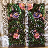 ราคา ไม้สัก แผ่นไม้สักแกะสลัก ติดผนัง ลายดอกบัว Set 2 แผ่น ขนาด 35x90 ซม. งานไม้สัก ไม้ฉลุ ไม้แกะสลักติดผนัง ของตกแต่งผนัง (20794575130)