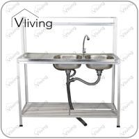 ราคา Vliving ซิ้งค์ล้างจาน อ่างล้างจาน สแตนเลส 2หลุม 2ชั้น มีบน (N) (8430419835)