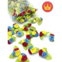 ราคา ดอกไม้ช่อ3ดอก +ใบ แพ็ค 100ช่อ ตกแต่งโบว์ ของชำร่วย แพคเกจจิ้ง ดอกกุหลาบจิ๋ว (1412890814)