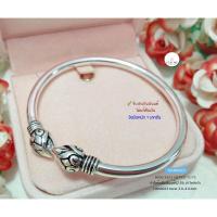 ราคา กำไลข้อมือเงินแท้92.5% กำไลหัวบัว-รมดำ กำไลหนา 4mm.(เรือนเงินแท้) : HAN0023 (2050760329)