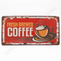 ราคา ป้ายสังกะสีวินเทจ Fresh Brewed Coffee (ปั๊มนูน) (952775563)