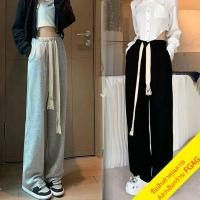 ราคา [พร้อมส่ง] กางเกงขายาวทรงกระบอกผู้หญิง เอวสูง กางเกงทรงหลวมเอวยางยืดไตล์เกาหลีแฟชั่น ลําลองกีฬา สตรีท s-xxl (8695116229)