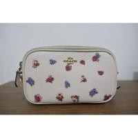 ราคา กระเป๋า Coach แท้ สีขาว ลายดอกกุหลาบ 2 ซิป สะพายข้าง ปรับสายได้ (9612738414)