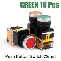 ราคา 10 ชิ้น กดติดปล่อยดับ สวิตซ์ ปุ่ม สวิทช์ปุ่มกด Push Button Switch 1NO 1NC 22mm ( สีเขียว /สีแดง/เหลือง ) (2693272320)