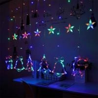 ราคา ม่านไฟตกแต่ง LED ไฟกระพริบ ไฟประดับ ไฟม่าน ไฟตกแต่งห้อง ไฟกระพริบรูปดาว/หัวใจ/คริสต์มาส 3.5เมตร (3765533760)