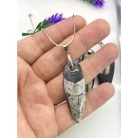 ราคา 100% Natural Black Fossil Pendant / Unique Design / Rare Black Fossil Necklace Jewelry With Silver Chain 18inch. (15134346537)