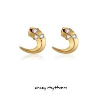 ราคา [Crazy rhythmm official store] ต่างหูคริสตัลฝังดวงจันทร์และดวงดาวสีทอง (9957101854)