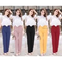 ราคา ชุดเซท เสื้อคอจีน ผ้าแก้ว ระบาย สีขาว + กางเกงขายาว ทรงขากระบอก สีสดใส เสื้อผ้าแฟชั่น ชุดออกงาน ชุดทำงาน 9708 (2793787175)