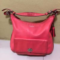 ราคา ของแท้ 100% กระเป๋า Coach สะพายไหล่หนังสีส้มมือสอง (6715179331)