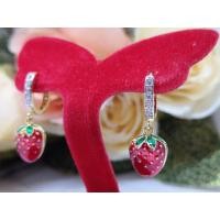 ราคา ต่างหูงานชุบทองแท้ ลายสตอเบอรี่ลงยา ฝังเพชรวิ้งวับๆ น่ารักมาก มีจำนวนจำกัด ขายถูกมาก (5724565485)