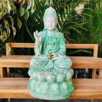 ราคา เจ้าแม่กวนอิมปางประทานพร สัมฤทธิ์ผล ขนาดหน้าตัก 5 นิ้ว สูง 32 ซม. (องค์จริงใหญ่มาก) งานพรีเมี่ยม สีเขียวหินอ่อน เป็นเนื้ (21978372203)
