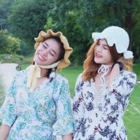 ราคา หมวกไหมพรม งาน Handmade ผูกโบว์ลูกไม้ สไตล์เกาหลี (7556638034)