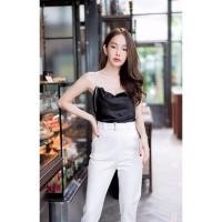 ราคา สายเดี่ยวคอถ่วงโซ่เพชรผ้าซาตินสวยหรูไฮโซ (10316052266)