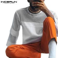 ราคา Incerun เสื้อเชิ้ตแขนยาว ซีทรู ฉลุลาย สีขาว แฟชั่นสําหรับผู้ชาย (14071753294)