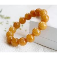 ราคา สร้อยข้อมือหยกหยกเหลืองน้ำผึ้ง 12.4 mm. หยกแท้สีธรรมชาติ (18361435482)