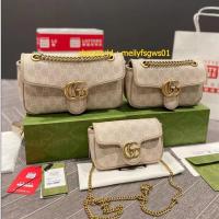 ราคา งานแฟชั่น GG Marmont 3 ขนาด New 2022 หนัง สายโซ่ กระเป๋าสะพายไหล่ สำหรับผู้หญิง งานสวยมาก (21319162036)