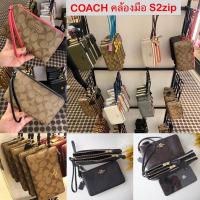 ราคา แท้100% คล้องมือ SizeSแบบ2ซิป COACH F66506 DOUBLE CORNER ZIP WRISTLET IN SIGNATURE bags (2952496432)