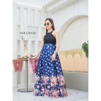 ราคา กางโปรงยาว ผ้าโฟม ลายดอกกุหลาบ เอวยาวยืด26-32 นิ้ว (16699521151)