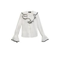 ราคา [ส่งฟรี] Senada AW2018 Flared Cuff Lace Trimming Shirt (20167334669)