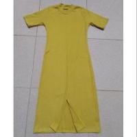 ราคา -ส่งต่อ-เดรสผ้าร่อง ผ่าหน้า สีเหลืองมัสตาร์ด (1826119746)