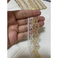 ราคา ลูกไม้ ผ้าดิ้น rachel 1 นิ้ว ขาวทอง (8582332387)