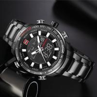 ราคา หรูหราในราคาเบาๆนาฬิกาข้อมือชาย กันน้ำ นาฬิกา naviforce แท้ รุ่นNF9093-BBW สายแสตนเลส ของแท้100% (884014631)
