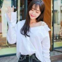 ราคา เชิ้ต zara คอปก มีสายเดี่ยวด้านใน ใส่โชว์ไหล่แอบเซ็กซี่หน่อยๆ ผ้าคอตตอนทรงสวย (823437326)