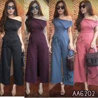 ราคา ชุดจั๊มสูทผ้าซาร่าเปิดไหล่ข้างเดียว ซิบซ่อนหลังมีกระเป๋าด้านข้าง (1202221802)