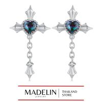ราคา Madelin ต่างหูเงินแท้ชุบทองคำขาว ต่างหูโซ่ไม้กางเขนหัวใจ Earring S925 Platinum (23261239166)
