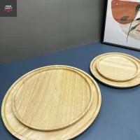 ราคา จานไม้ยางพาราแบบกลม จานไม้ ถาดไม้ ทรงกลม สำหรับใส่อาหาร มี 4 ขนาด งานไทย (8983474540)