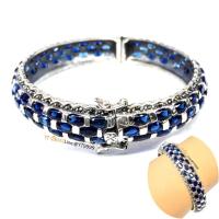 ราคา กำไลไพลิน กำไลเงินแท้ รมดำ พลอยไพลิน (CZ) แต่ง แมกกาไซต์ YTG-10992 (9810389457)