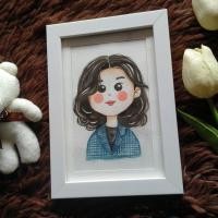 ราคา รับวาดรูปของขวัญ ภาพวาดสีน้ำ การ์ตูน A5 พร้อมกรอบ (19091103215)