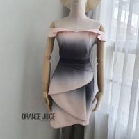 ราคา เดรสออกงาน!!! POEM Mini Dress เดรสปาดไหล่ทูโทน งานป้าย Orange Juice (3117099814)