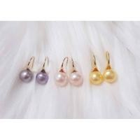 ราคา ต่างหูมุกแท้ ตุ้มหูมุกแท้ สีม่วง/โอรส/ทอง ขนาดมุก8mm. ตัวเรือนเงินแท้ชุบทอง (4978042324)