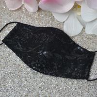 ราคา แมส แมสลูกไม้ปักเลื่อม สีดำ แมสปิดปาก แมสปิดจมูก ผ้าปิดจมูก ผ้าปิดปาก mask กรอง3ชั้น มีช่องสอดแผ่นกรอง (15214578024)