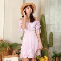 ราคา เดรสกระโปรงลูกไม้ ทรงสวย ใส่แล้วน่ารัก งานป้าย แบรนด์ Macaron (มี 4 สี) (2319659542)